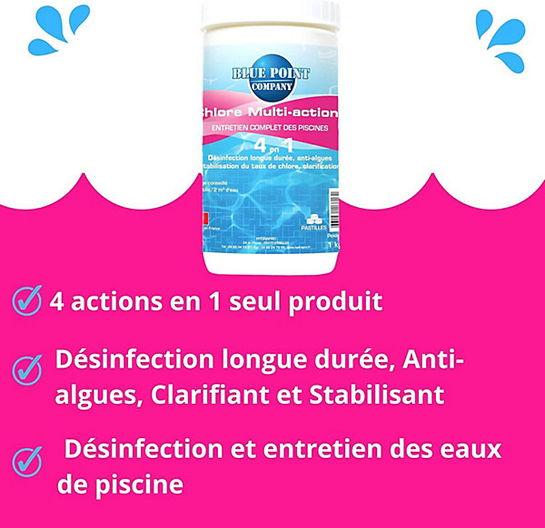 Chlore Multifonctions - Traitement Tout-en-Un à Multiples Actions/Galets de Chlore - 1KG