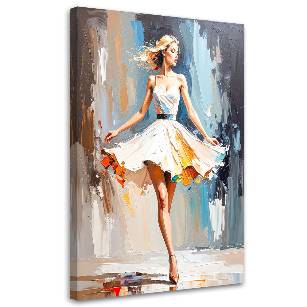 Feeby Obraz do salonu sypialni, Kobieta w białej sukience 40x60