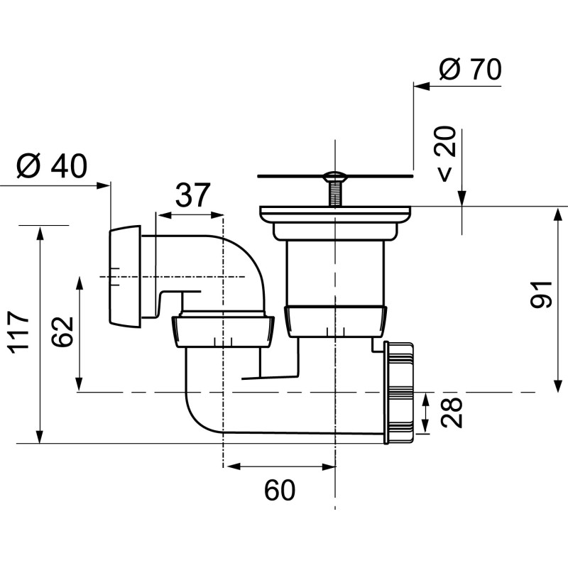 Siphon de douche à sortie orientable avec bonde Ø 50 mm WIRQUIN