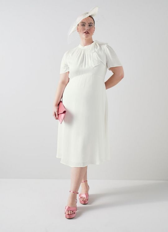 Kline Jade Crepe Tie-Neck Midi Dress