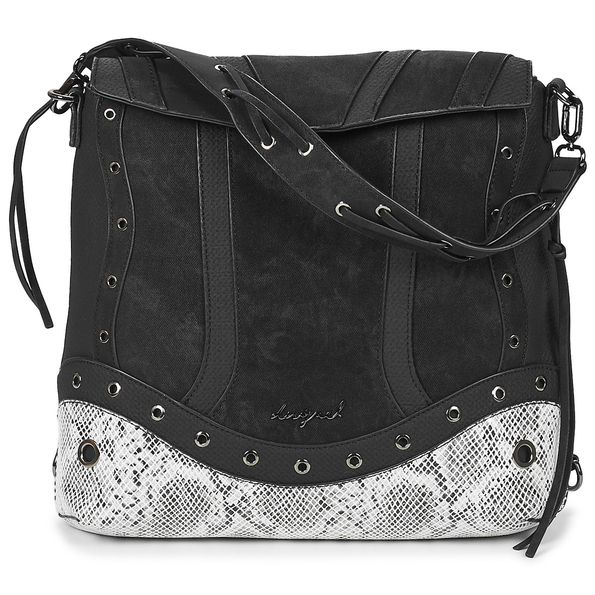 Desigual - BACKPACK SNAKE PATCH JERSEY 2.0 MINI - Black