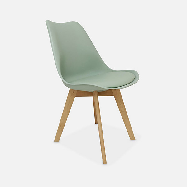 Lot de 6 chaises scandinaves. pieds bois de hêtre. chaises 1 place. vert céladon