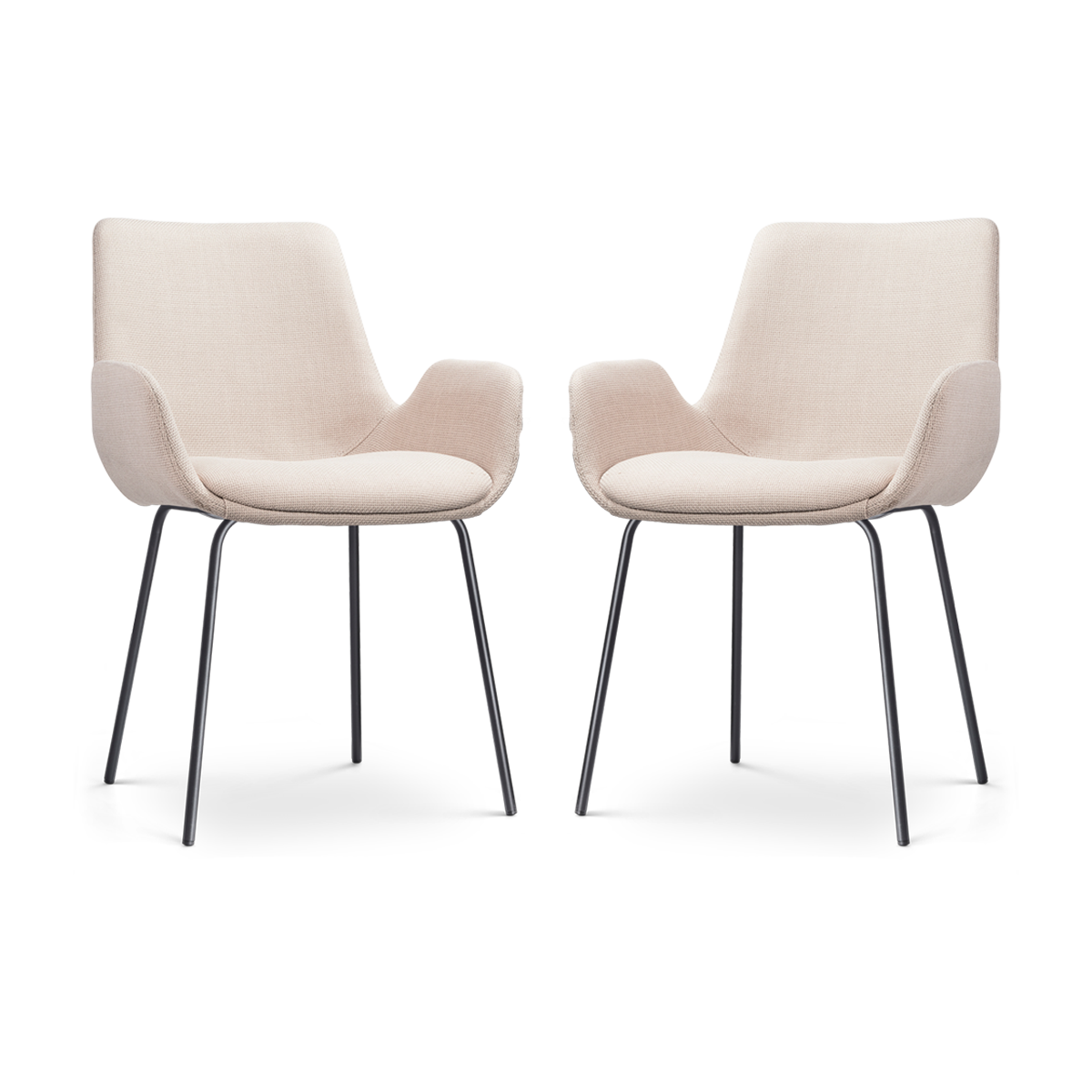 Nolon Nora-Eef eetkamerstoel beige - zwart onderstel - set van 2