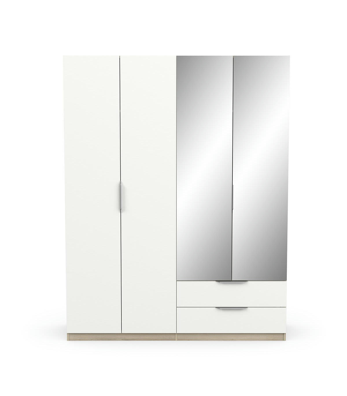 GHOST - Armoire 4 portes, 2 tiroirs et 2 miroirs - L157,3 cm