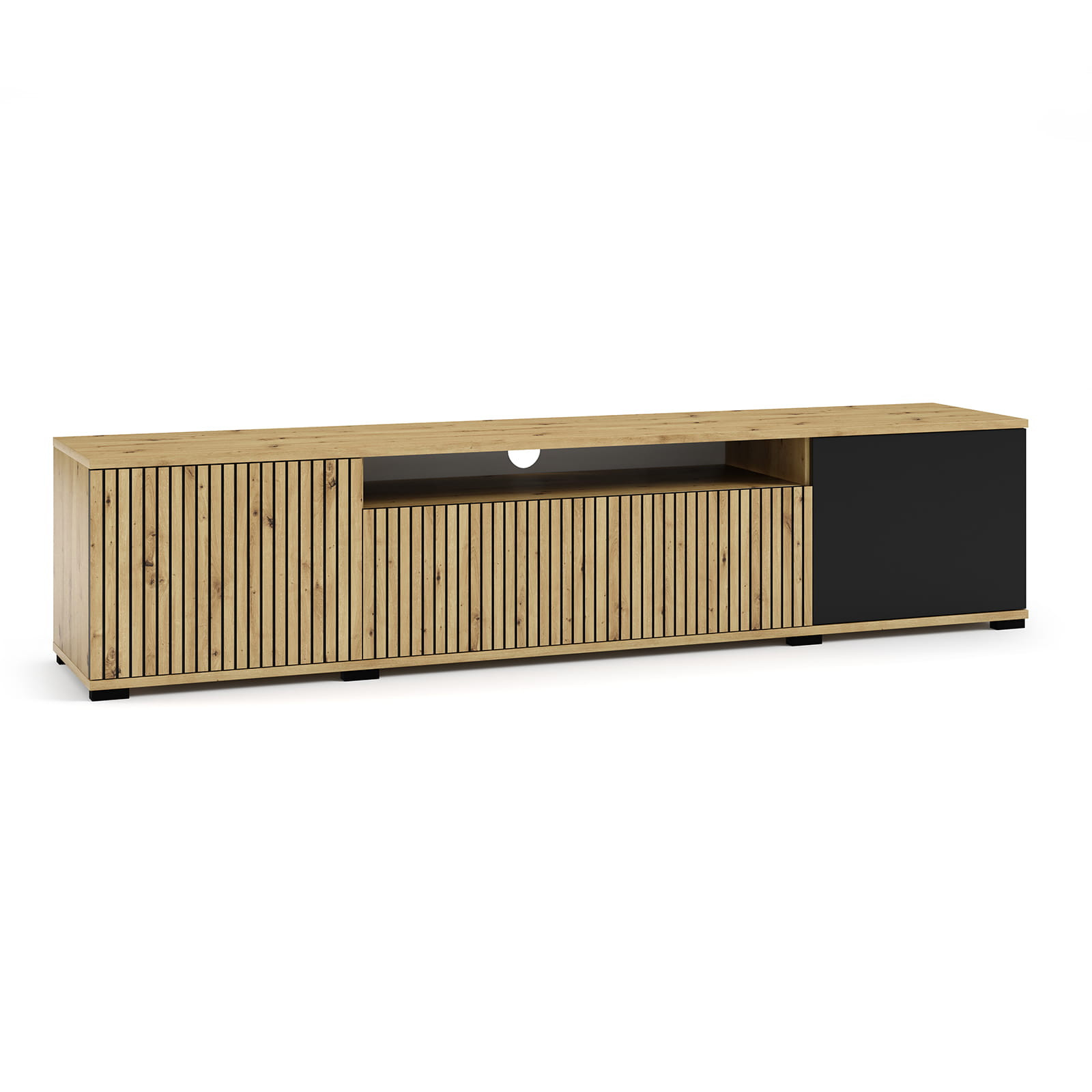 Szafka pod telewizor rtv Piko 200cm artisan czarny lamele