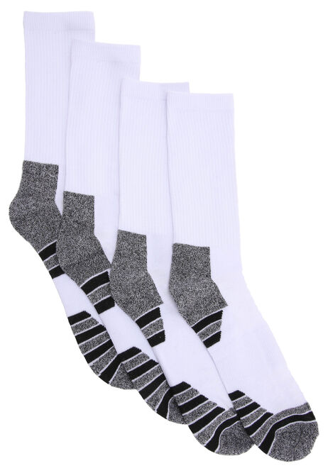 Mens 4pk White Stripe Sports Socks