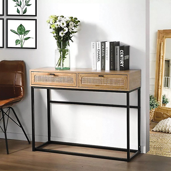 Console 2 Tiroirs avec Cannage Rotin L100cm - JAYA