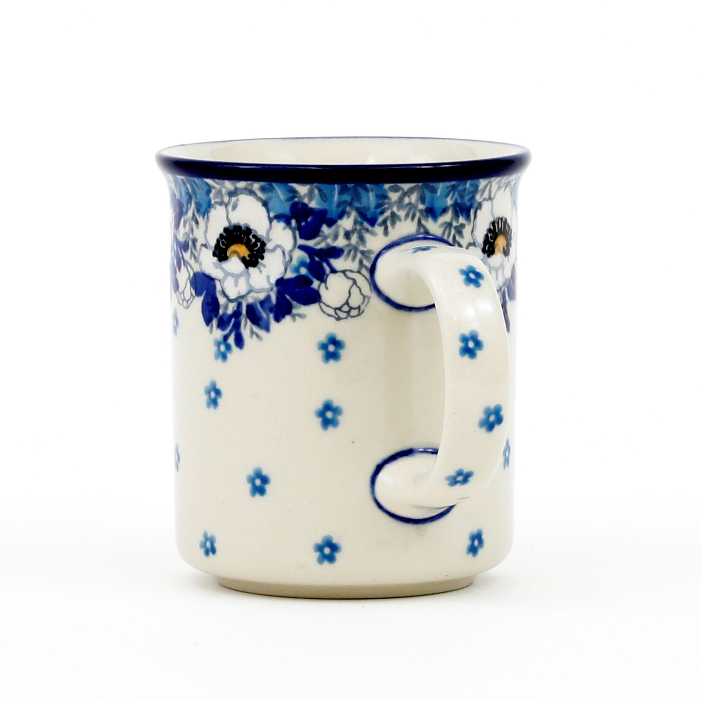Kubek ceramiczny 236 0,3l  2222X Biało-niebieskie anemony Bolesławiec