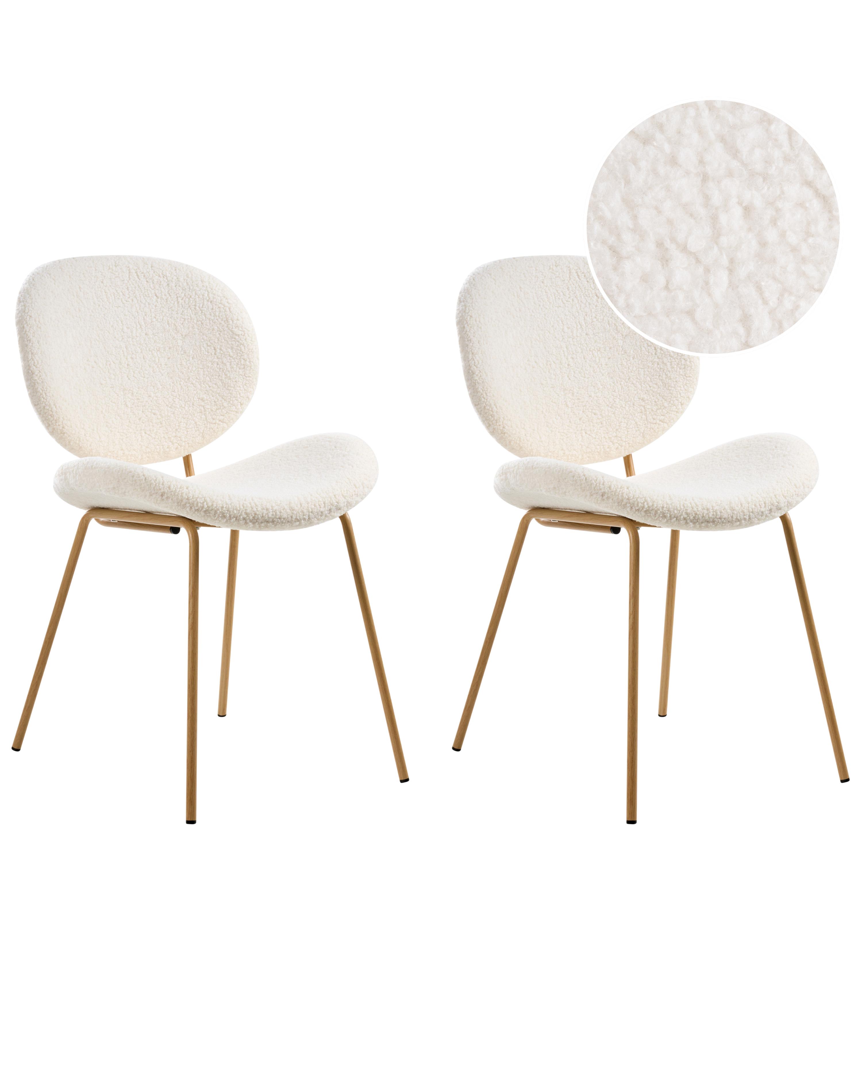 Set of 2 Bar Chairs LUANA Boucle White