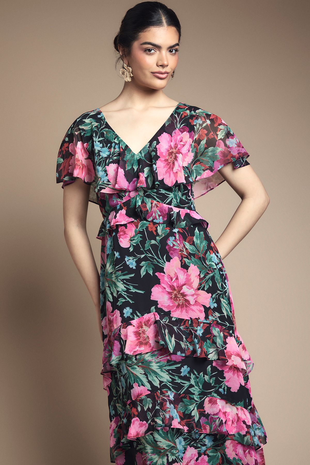 Oasis Ruffle Detail Maxi Dress