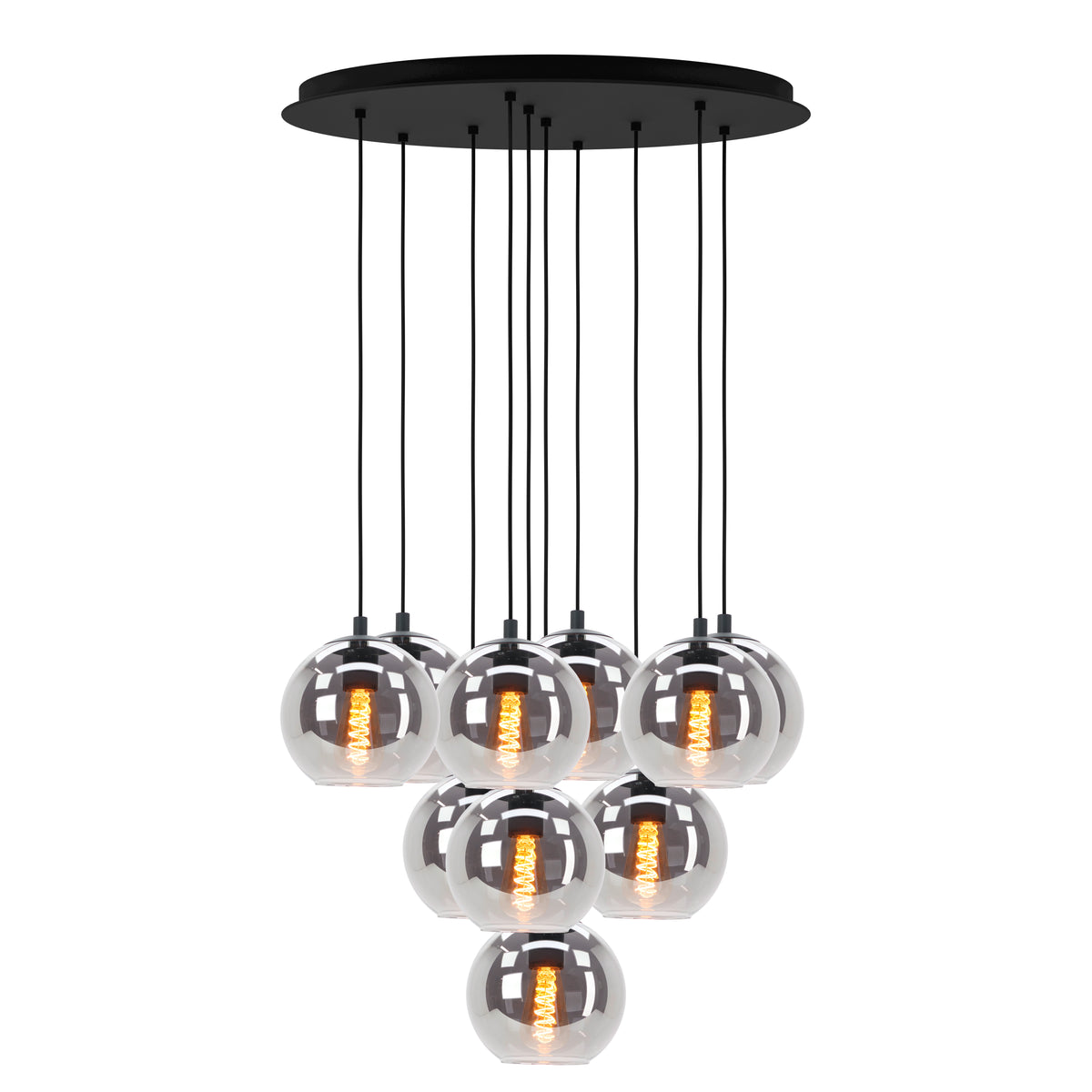 EGLO hanglamp Ariscani - ø 65,5 cm - smoke glas - zwart