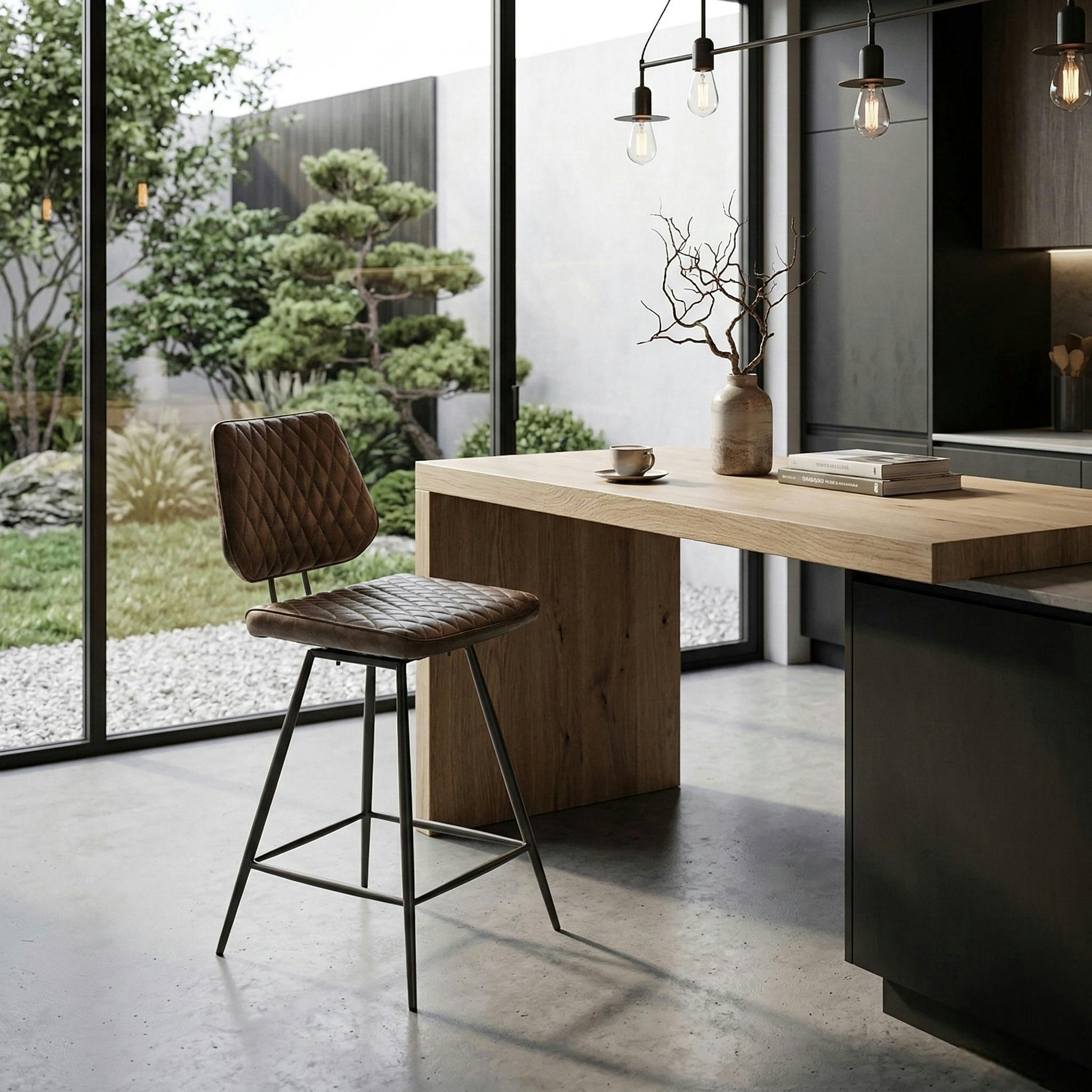 Chaise de bar industrielle marron SALERNE