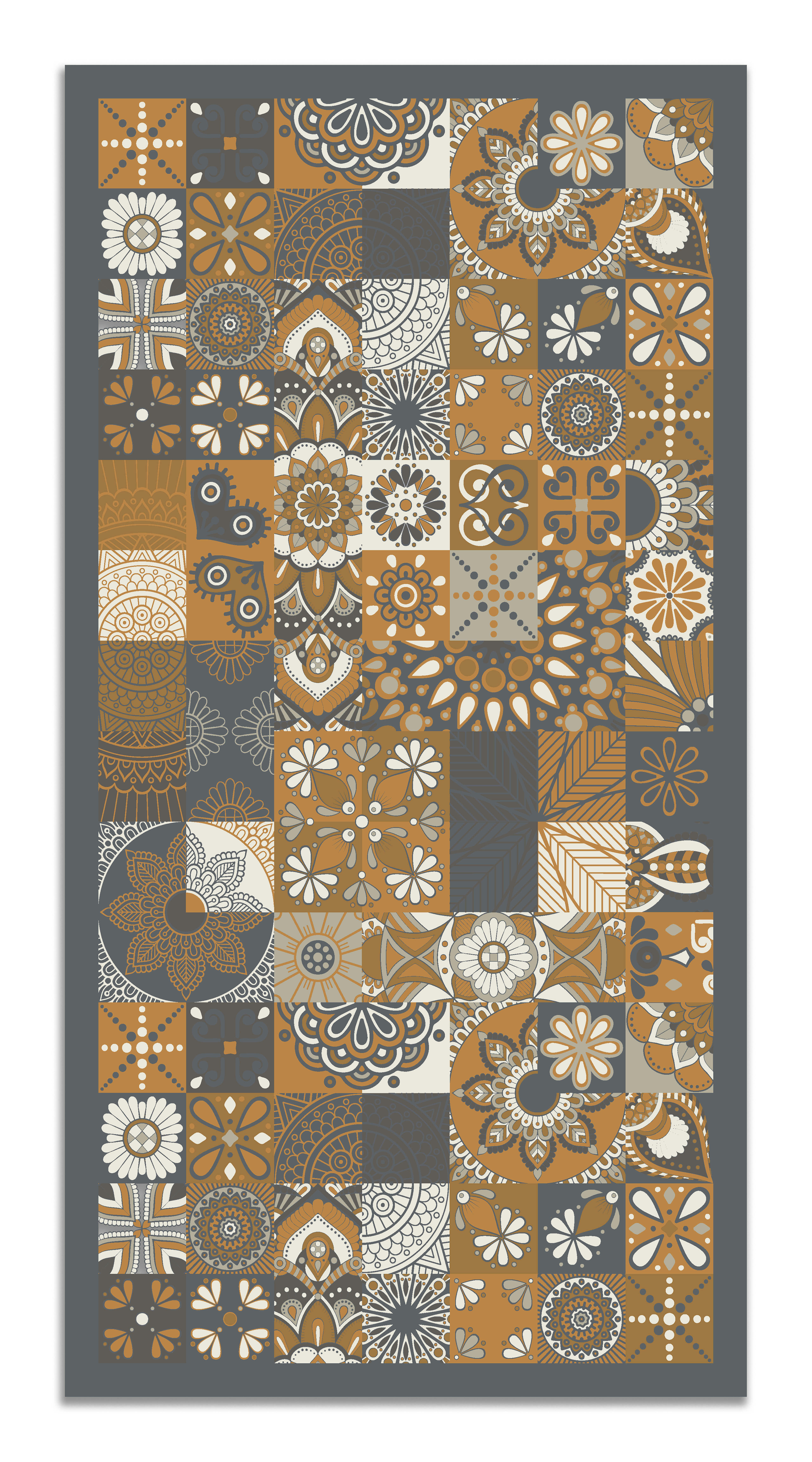 - Tapis vinyle carreaux ciments cuisine orange 80x200cm