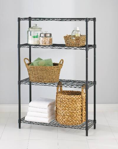 For Living Metal 4-Tier Adjustable Wire Storage Shelves/Unit, Black