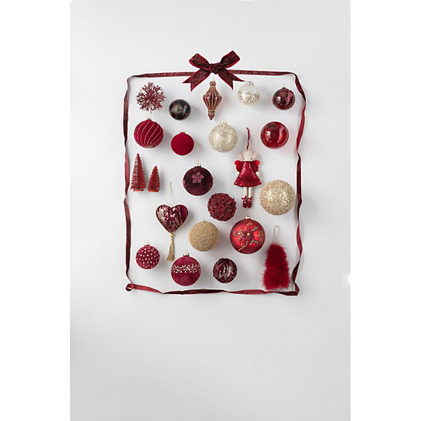Boite de 6boules de Noël en verre Bordeaux 8x8x8 cm