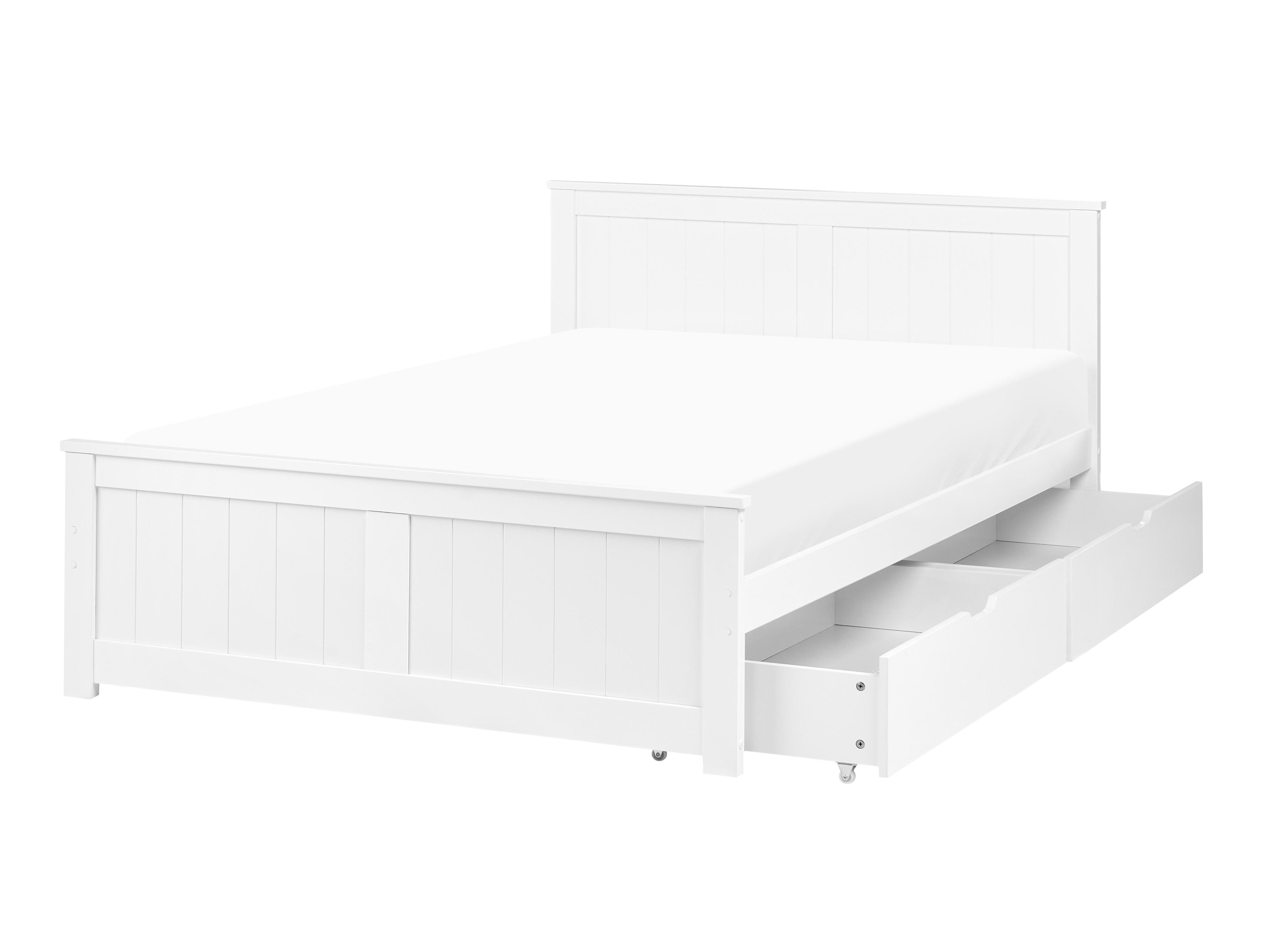 Bed with 2 Drawers Pine Wood SABRAN 120 x 200 cm (EU Small Double) White