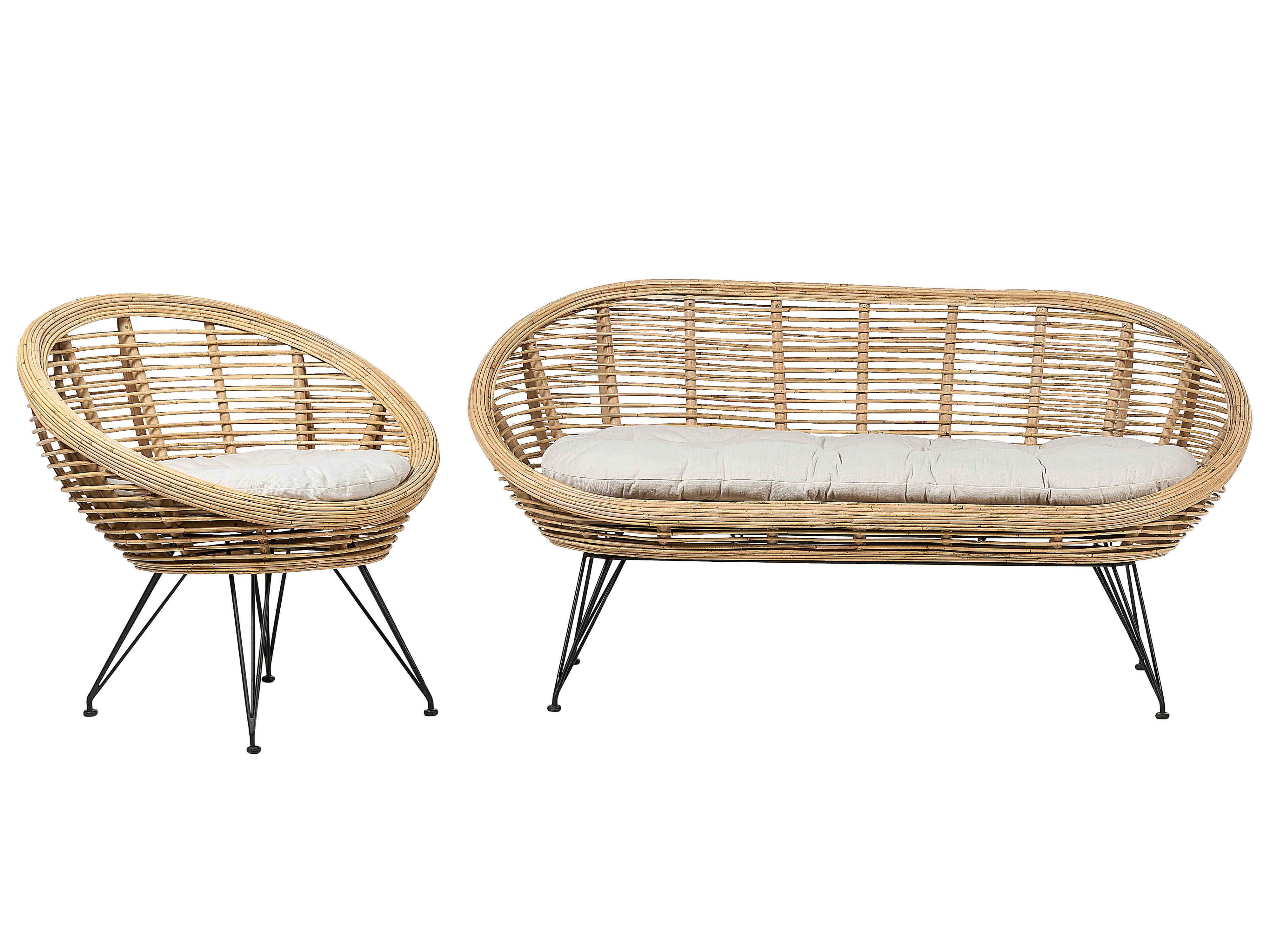 Garden Sofa Set 3 Seater MARATEA Rattan Natural