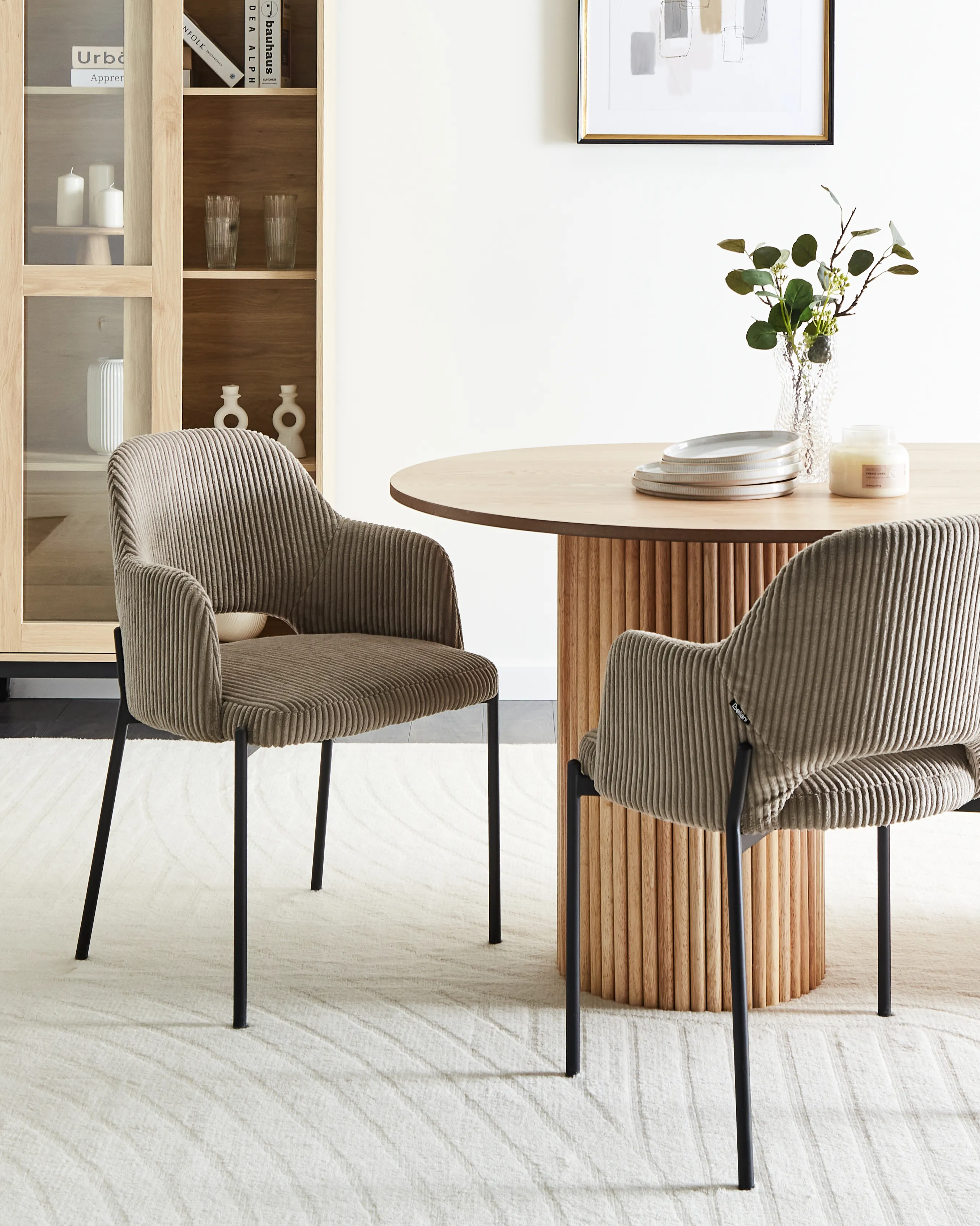 Set of 2 Dining Chairs RATON Corduroy Taupe