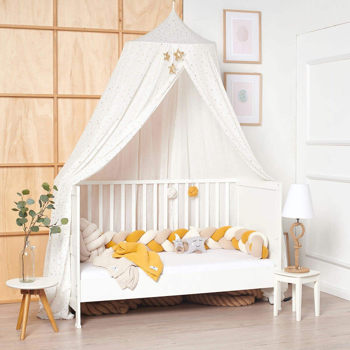 - Tresse de lit coton tricoté jaune moutarde 200 cm