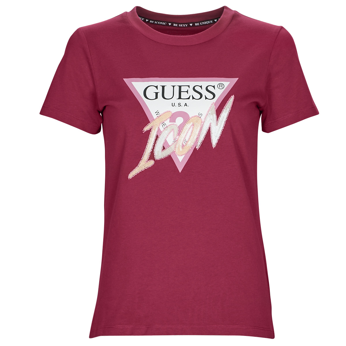 Guess - SS CN ICON TEE - Bordeaux
