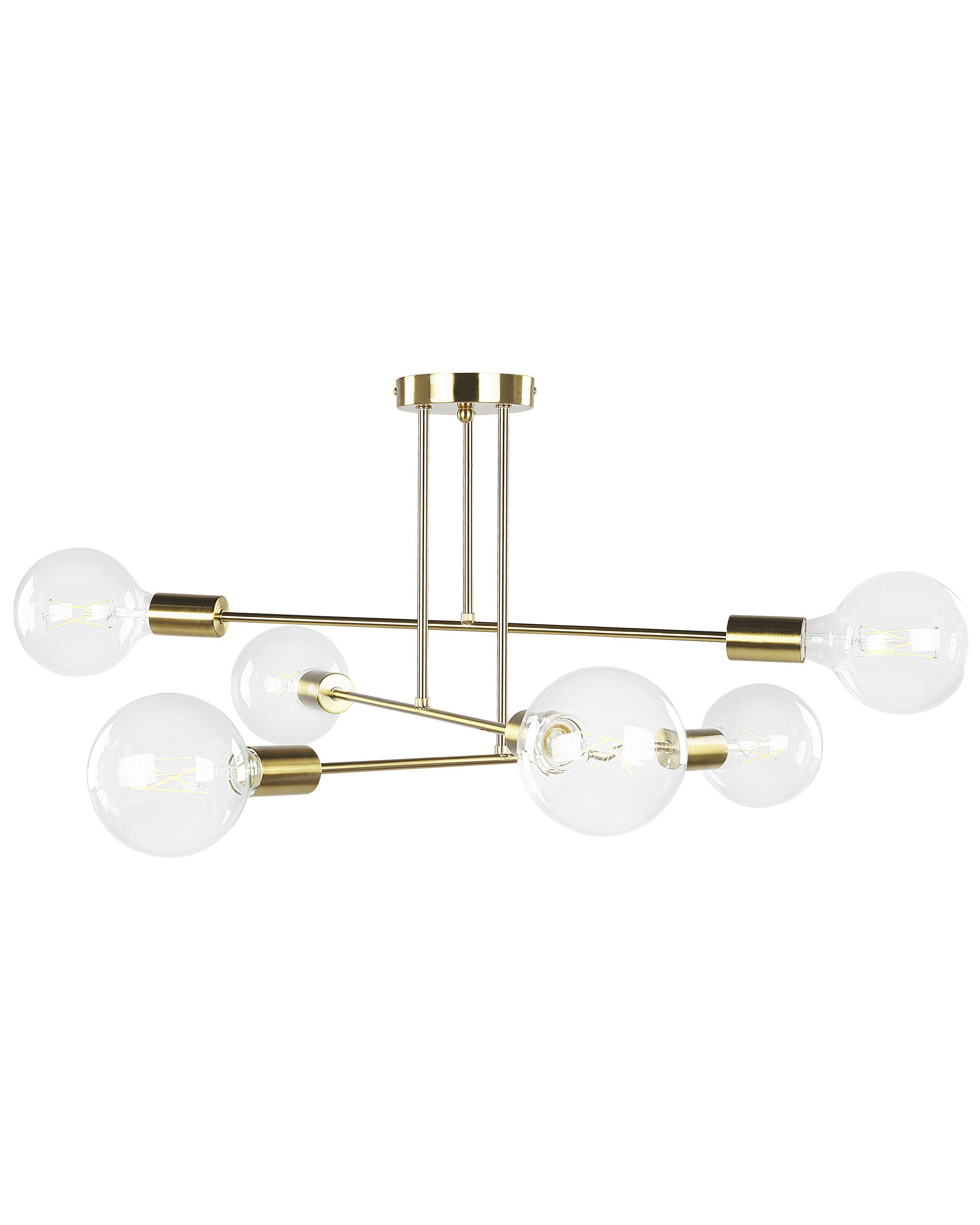 Lampa sufitowa mosiężna metalowa 6 świateł
