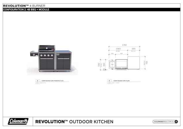 Coleman Revolution&trade; 4 Burner Kitchen with Cupboard - Black Gloss