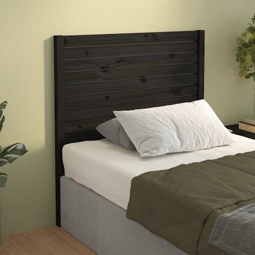 NNEVL Bed Headboard Black 96x4x100 cm Solid Wood Pine