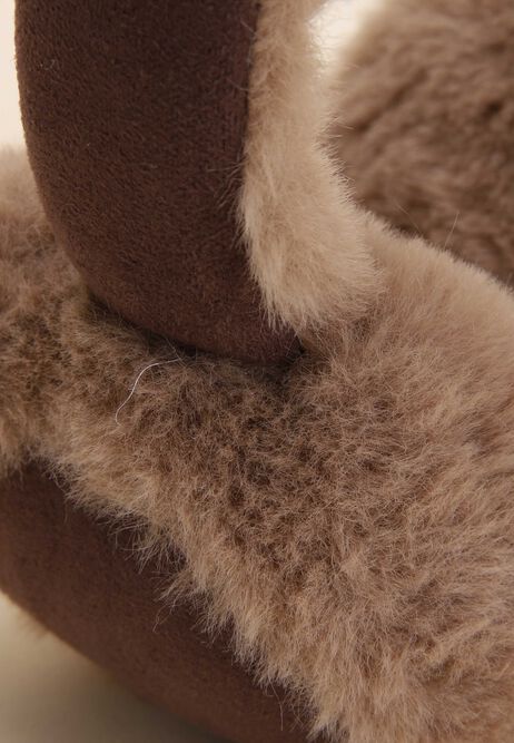 Womens Brown Faux Shearling Fluffy Earmuffs