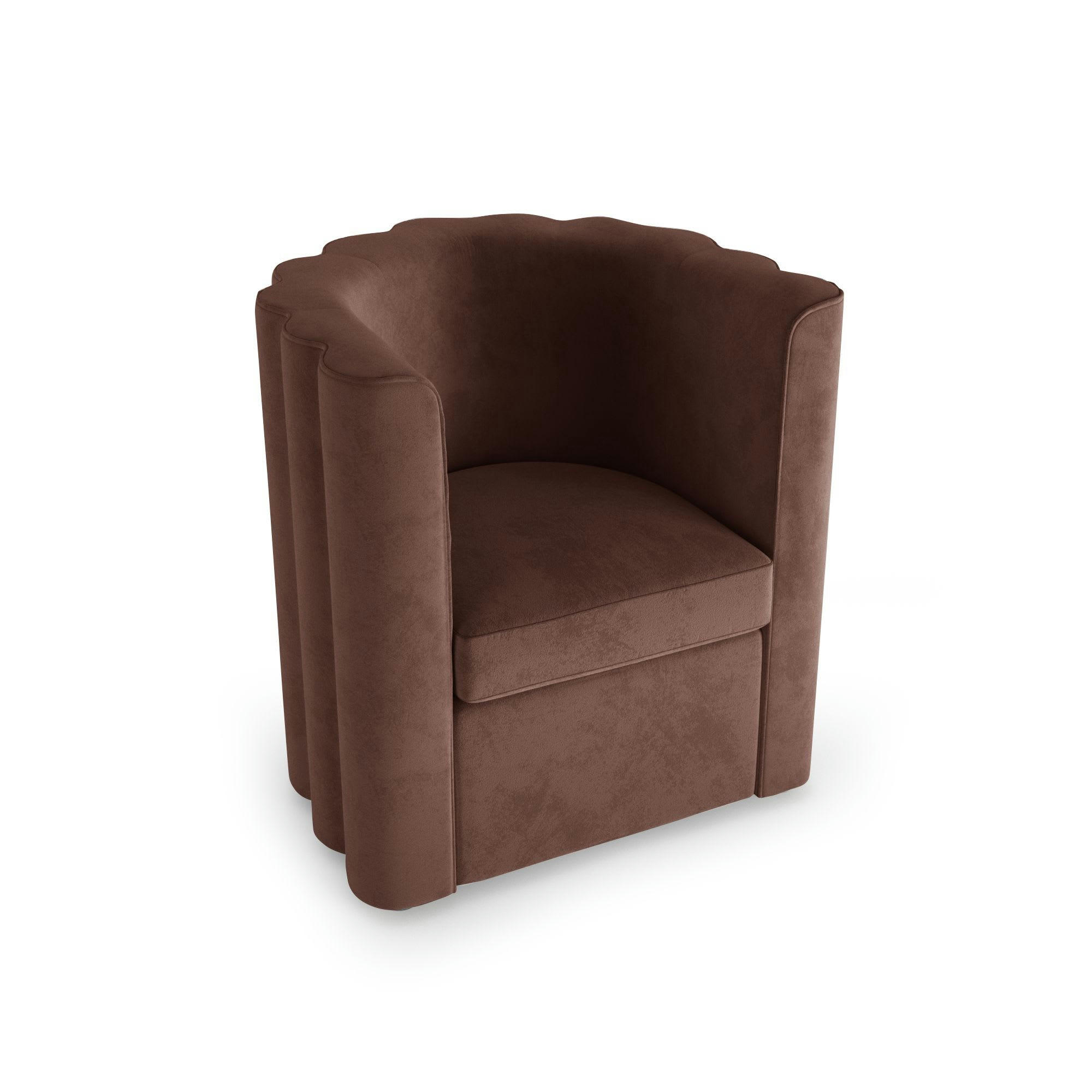 FRIDA - Fauteuil vintage en velours marron