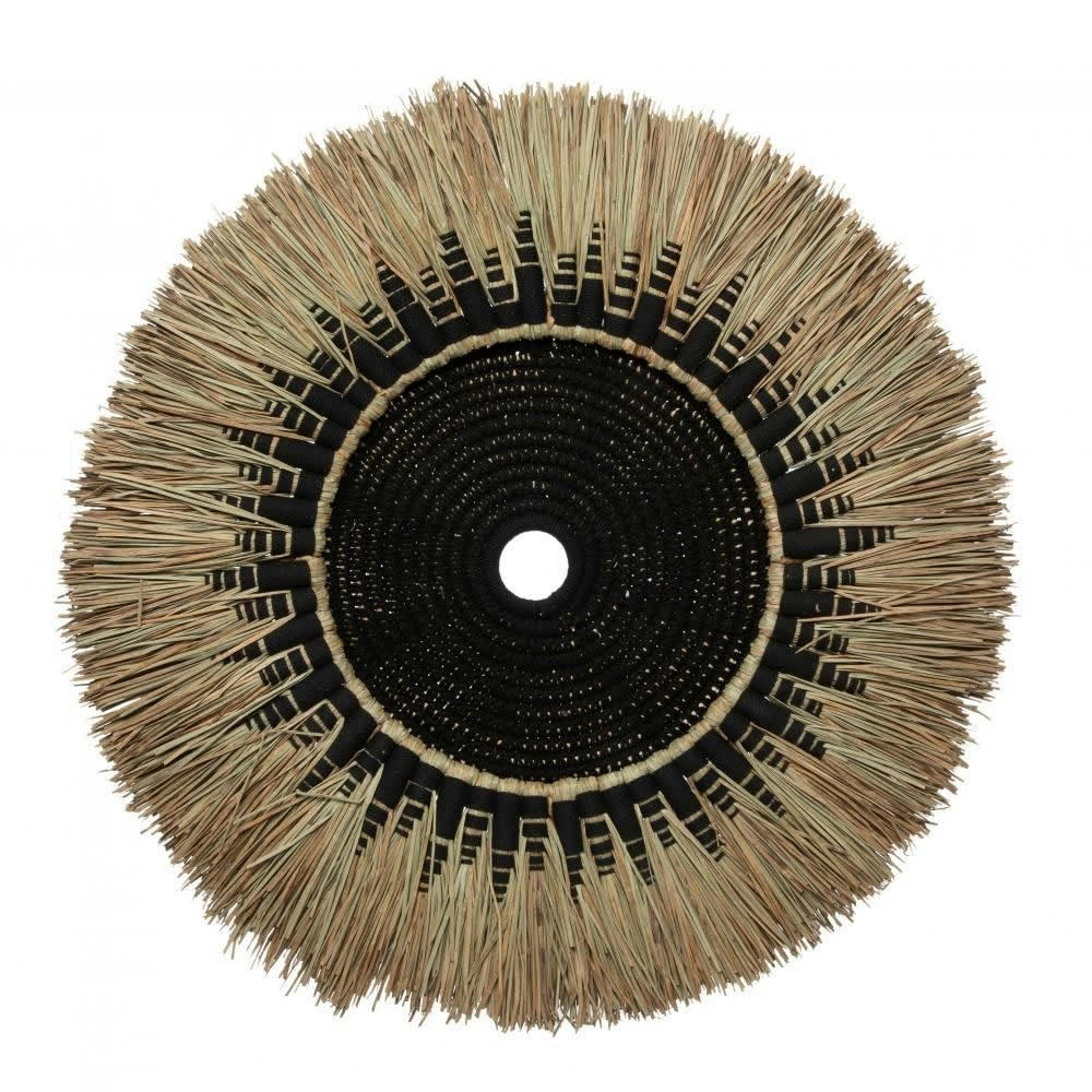 RAFFIA MACRAMÉ - Décoration murale en raphia et coton naturel noir
