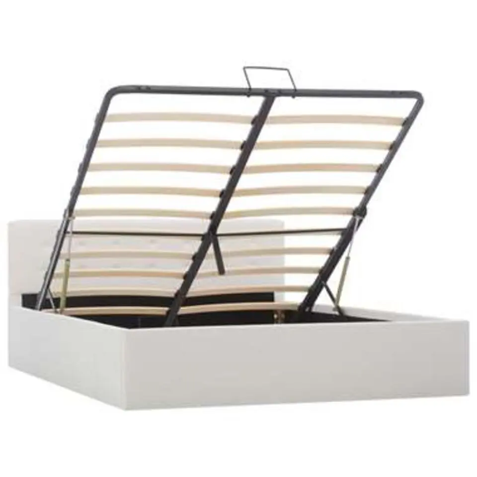 vidaXL - Bed met opbergruimte - Hydraulisch - Wit - Kunstleer - 140x200 cm