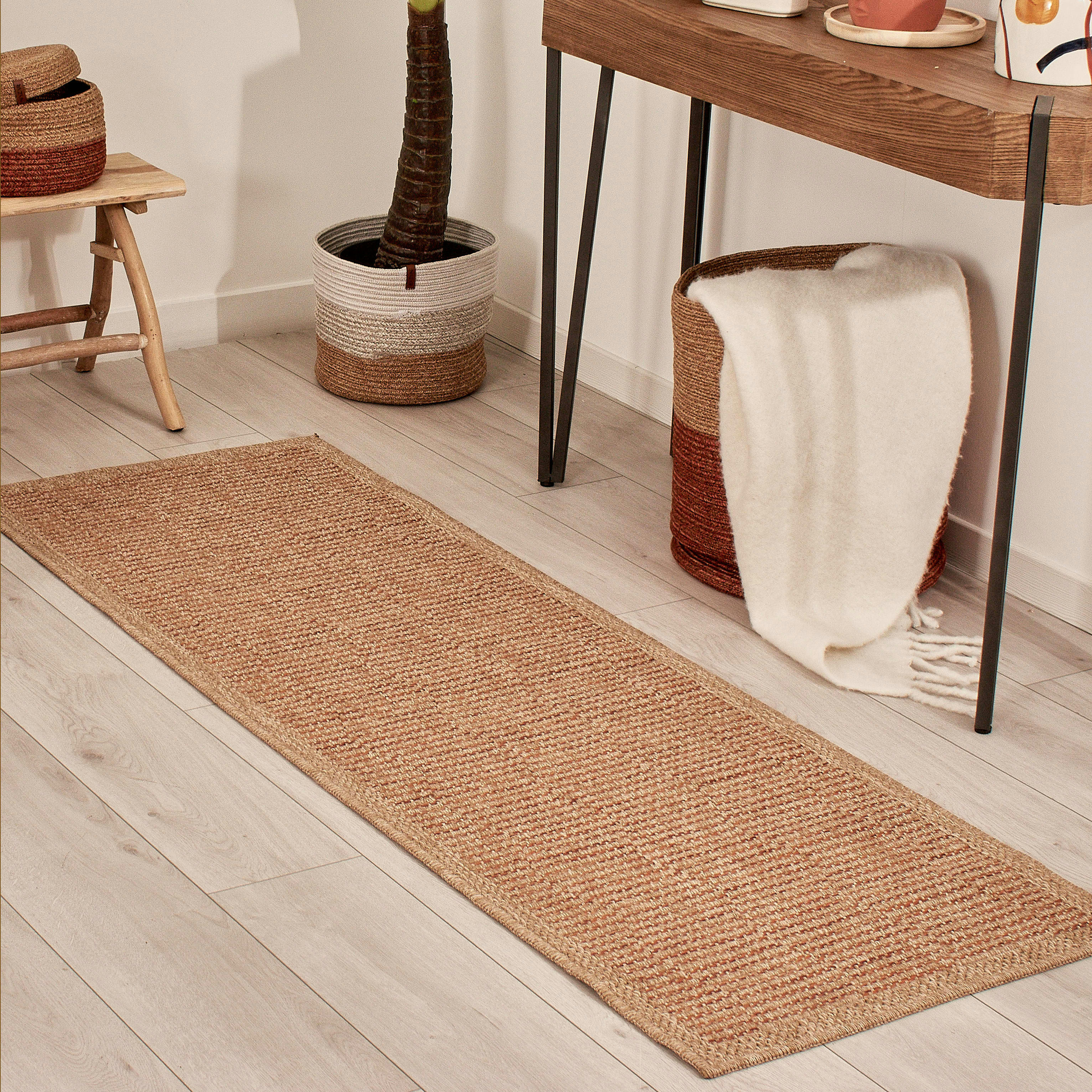 NATURE - Tapis polypropylène aspect jute terra - 60x180 cm