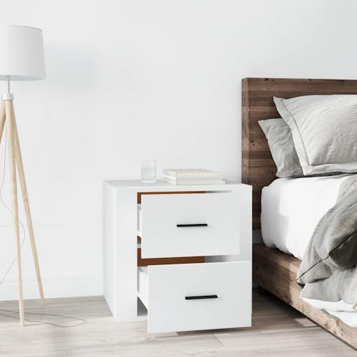 NNEVL Bedside Cabinet White 50x39x47 cm