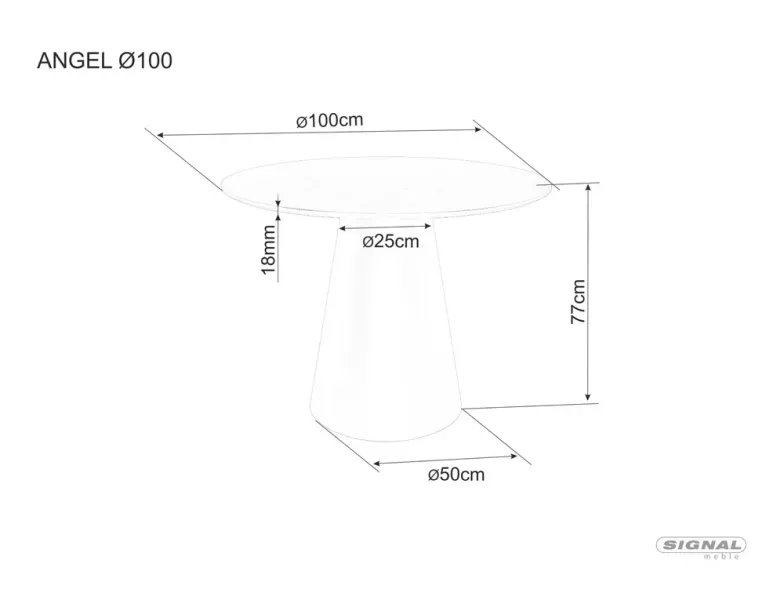 Stół okrągły ANGEL 100 cm efekt marmuru/ czarny mat