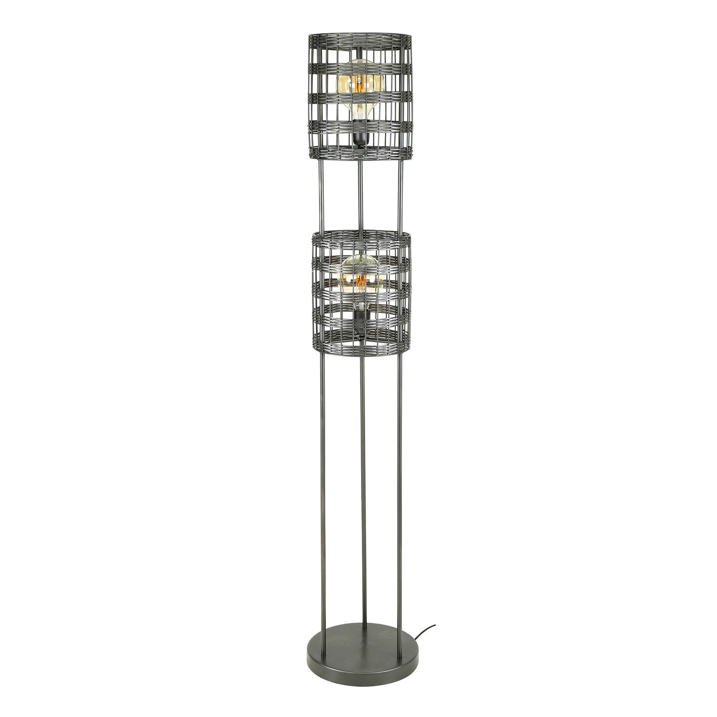 Giga Meubel Vloerlamp Metal Blinds - Zwart - 2-Lichts - 30x30x166cm