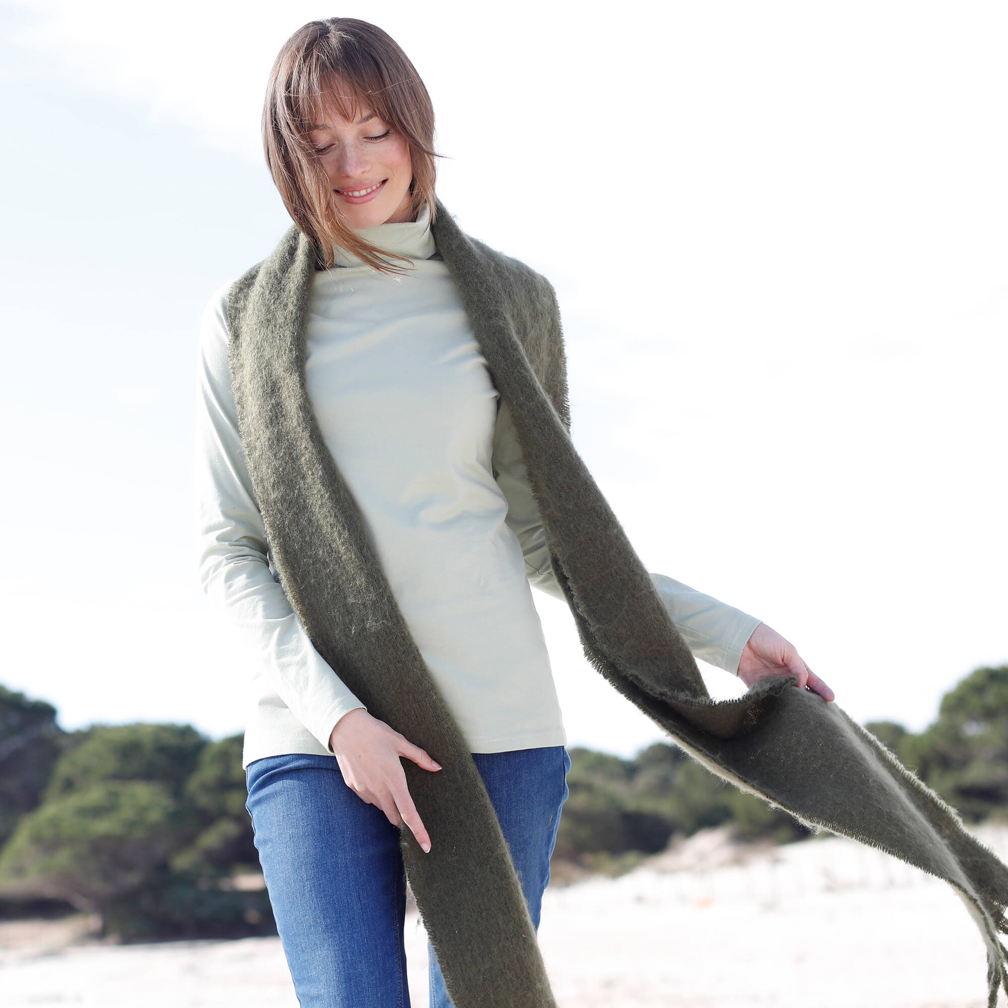 Sous-pull col roulé coton stretch uni