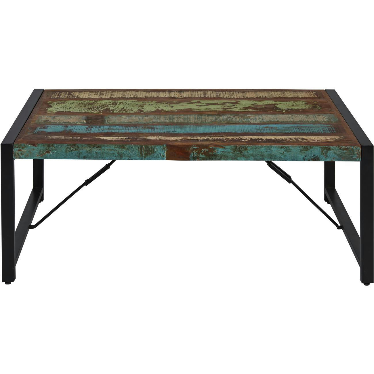 ZARAGOZA - Table basse marron plateau bois recyclé pieds métal noir