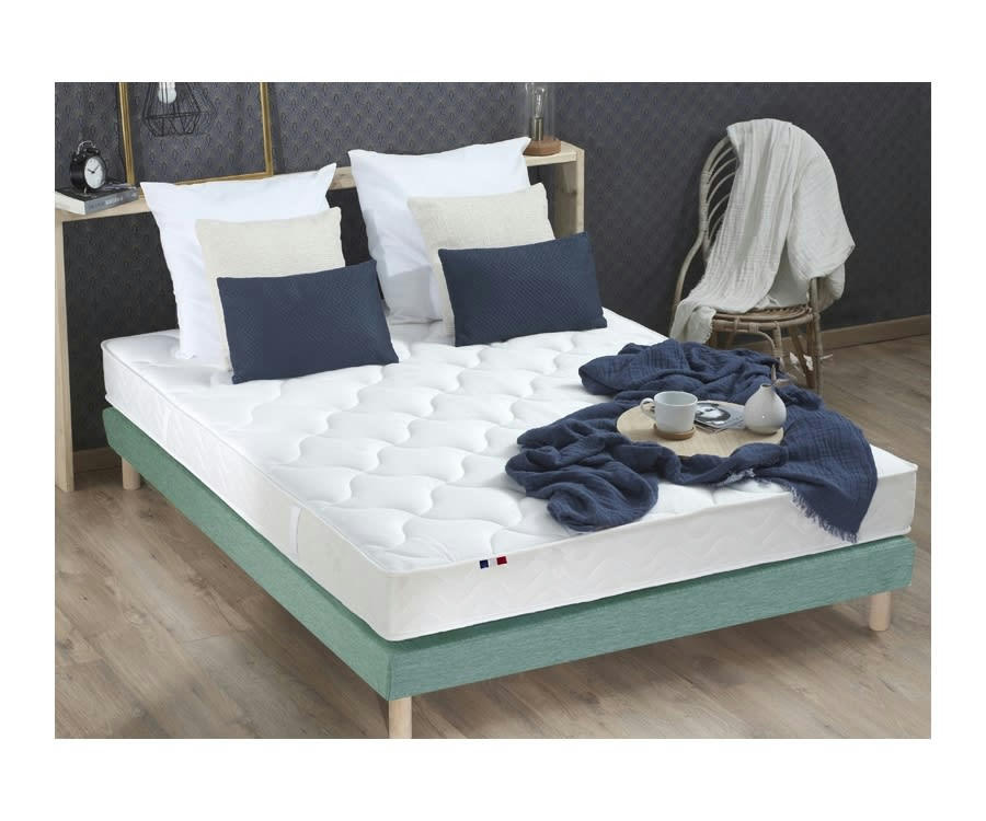 ENSEMBLE ALTO - Ensemble matelas mousse ferme sommier vert 140x190