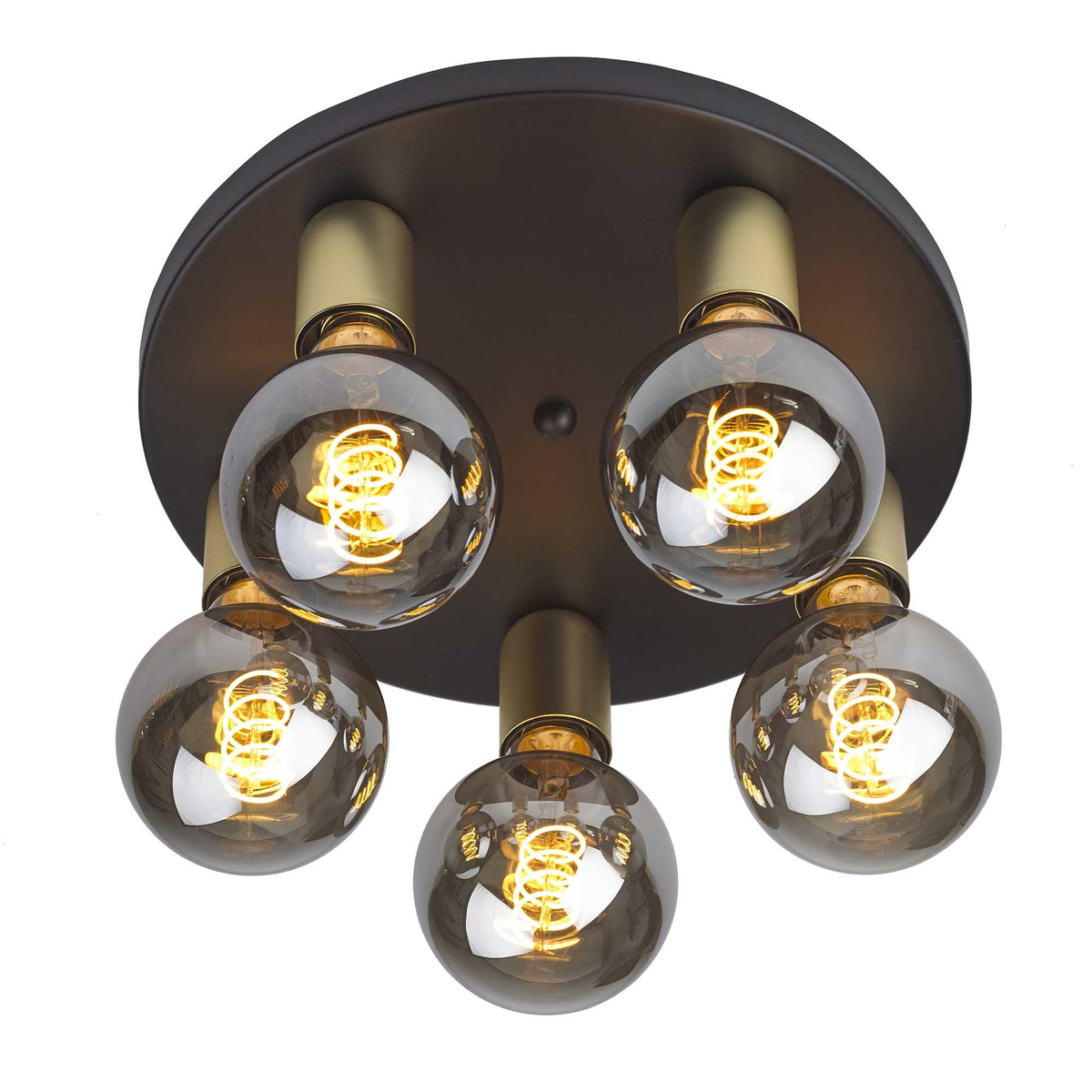 Ylumen plafondlamp Basiq - 5 lichts - 30.3 x 8  cm - zwart - goud