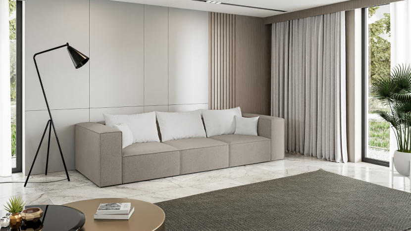 Wygodna sofa 3 osobowa POPPY beżowa sofa modułowa do salonu