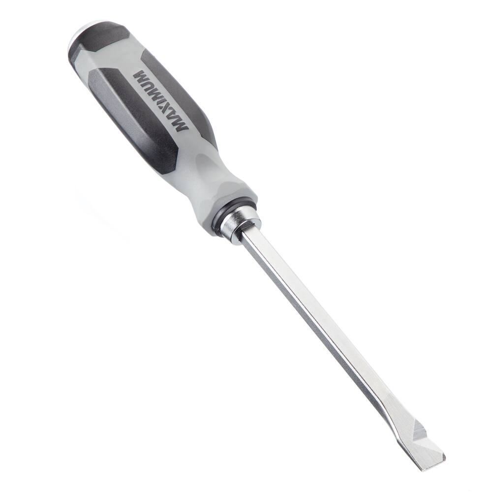 Maximum 5/16-in x 12-in Flat Head Demolition Screwdriver, Rubber Grip, Grooved Tip, S2 Steel