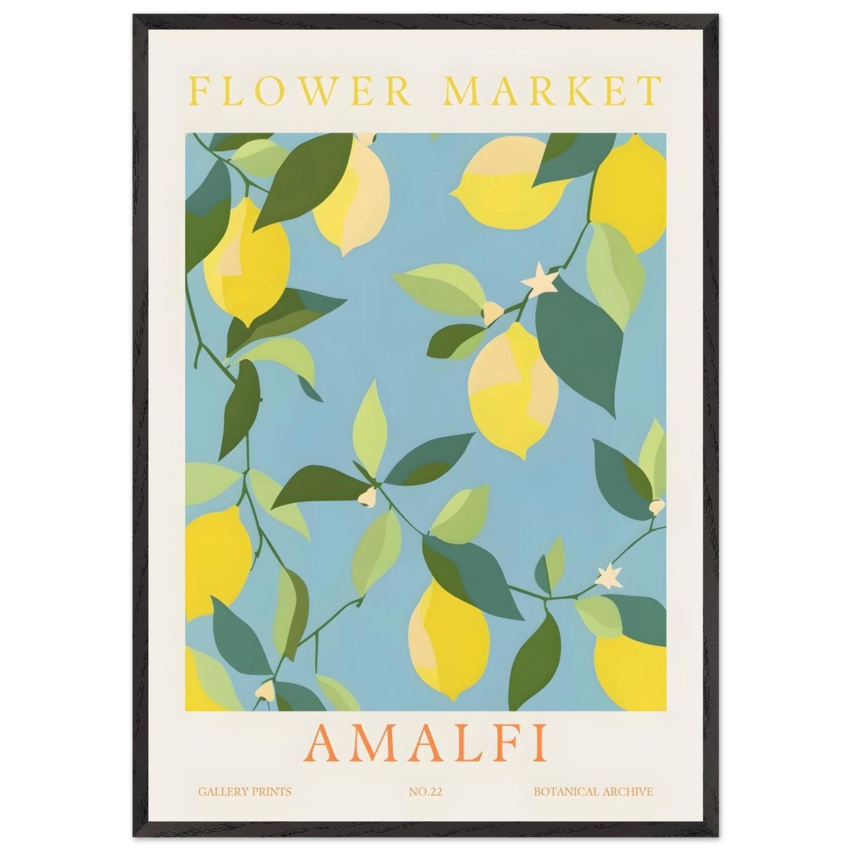 Artfulprints Poster met Lijst Flower market - Amalfi  - 70x100 cm - Meerkleurig