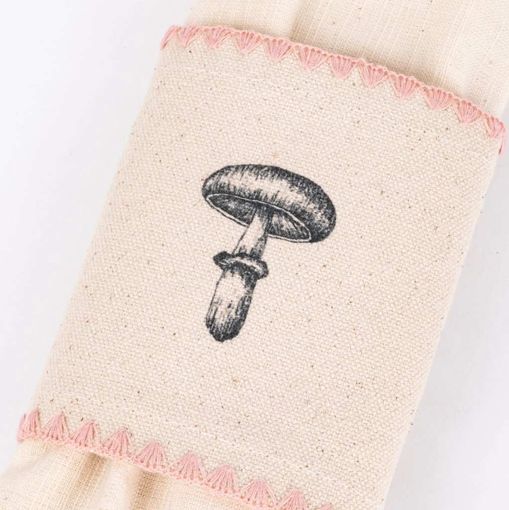 Anel com Guardanapo de Algodão Cogumelo Rosa PORTOBELLO