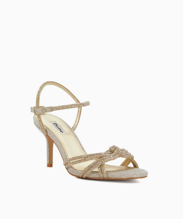 Marvelous Gold - Diamante Detail Heeled Sandal