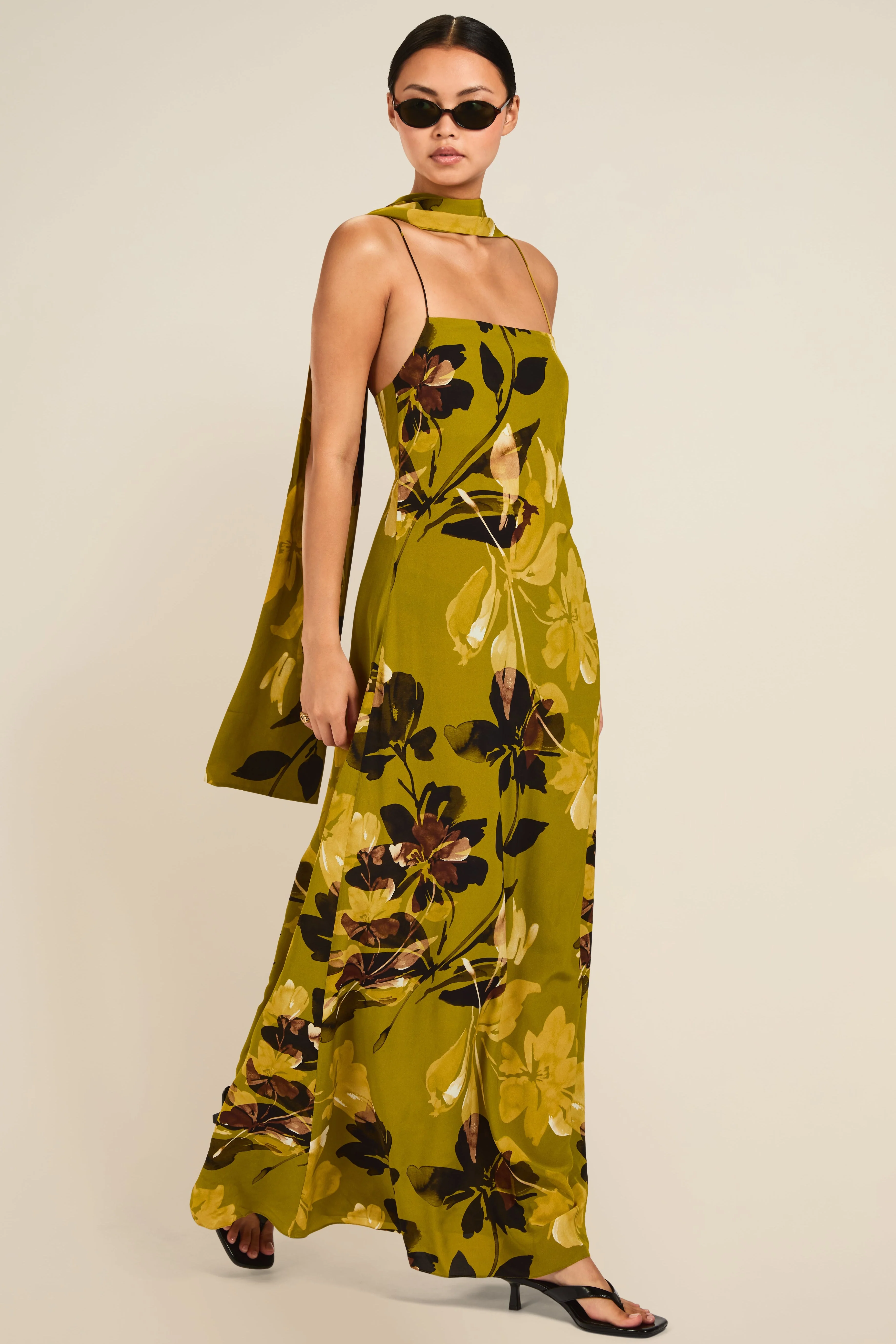 St Tropez Dress - Chartreuse Floral