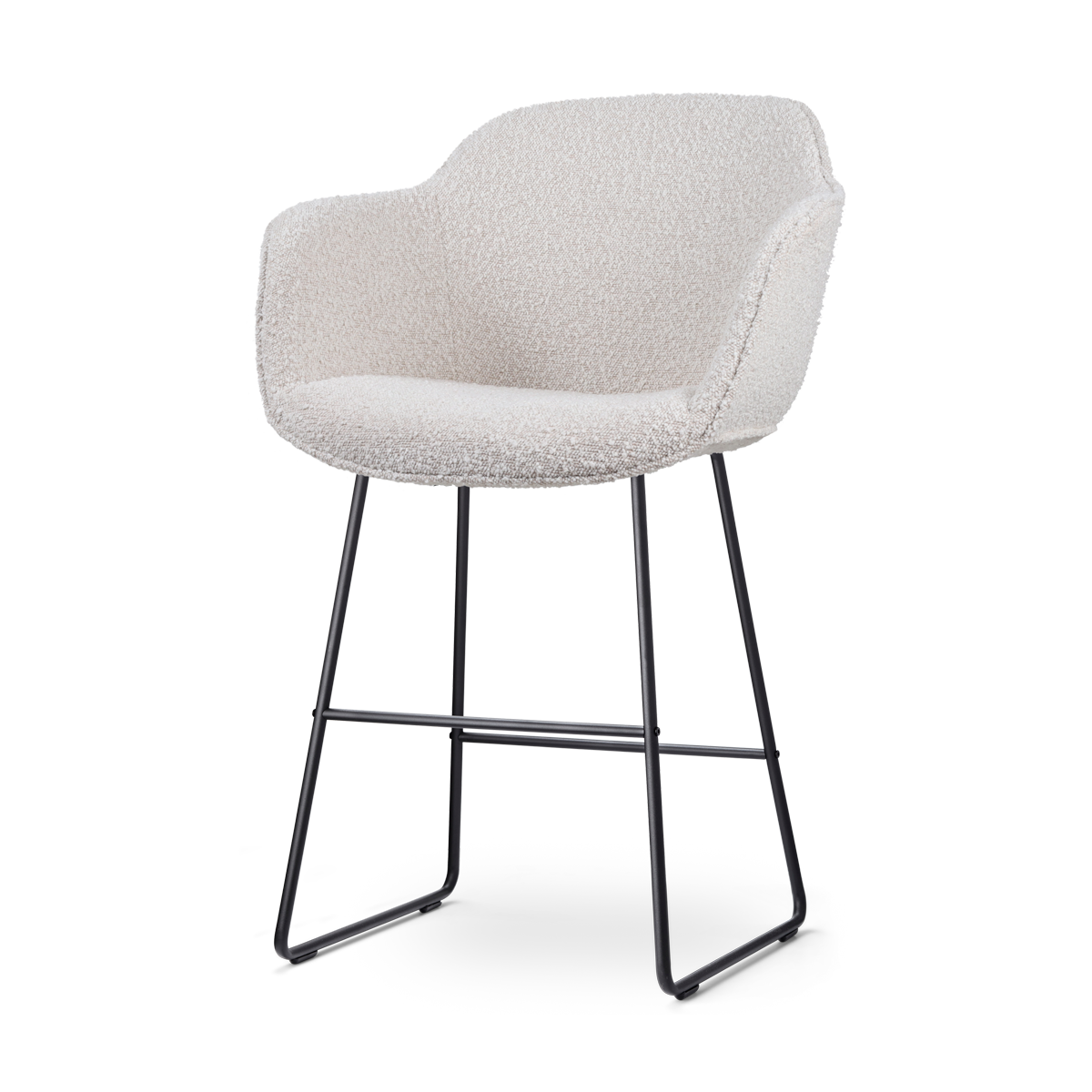 Nolon Nino-Mare Barkruk Bouclé Beige - Zwart Onderstel- 65 cm