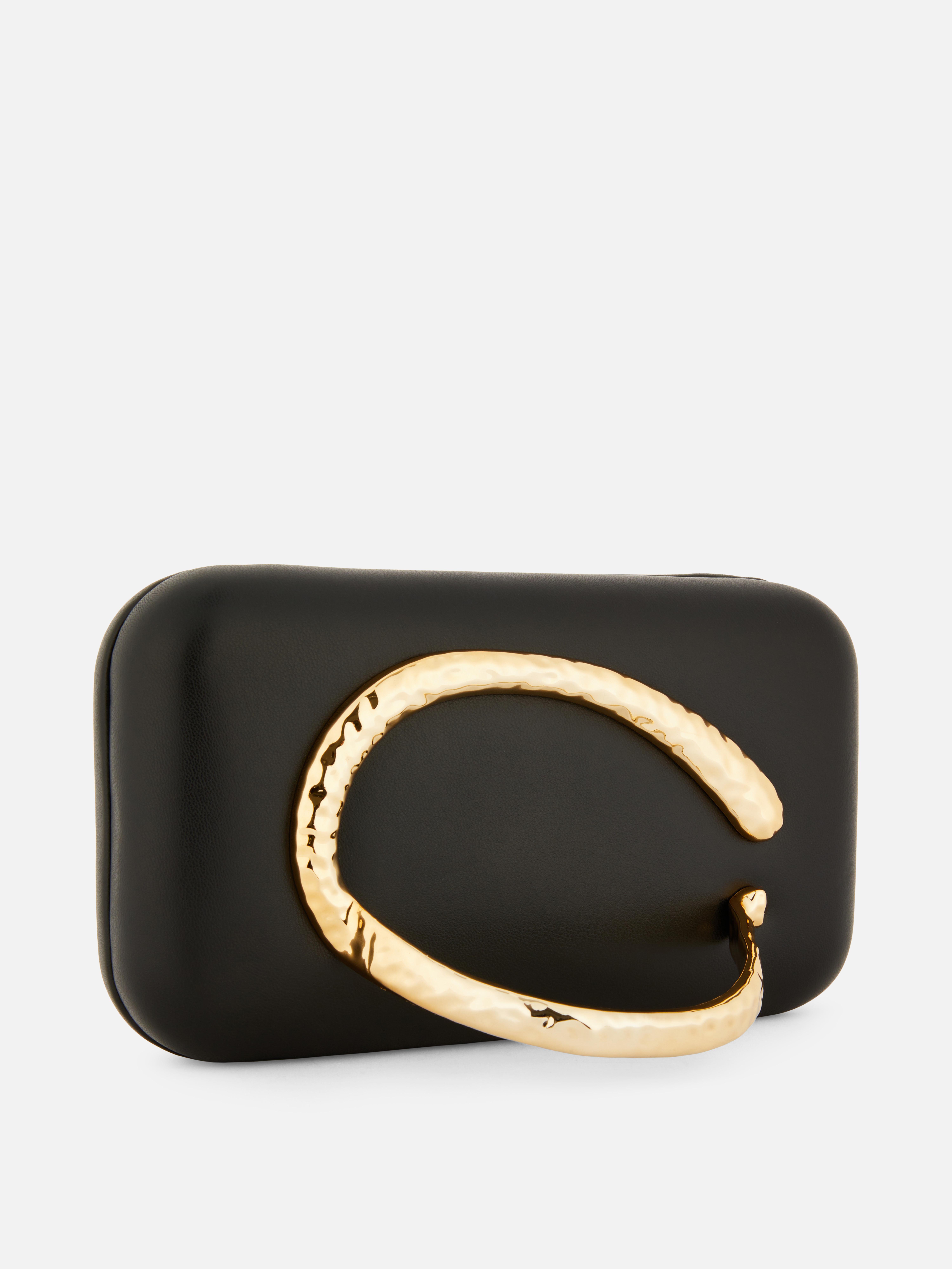 Metallic Detail Hard Shell Clutch Bag