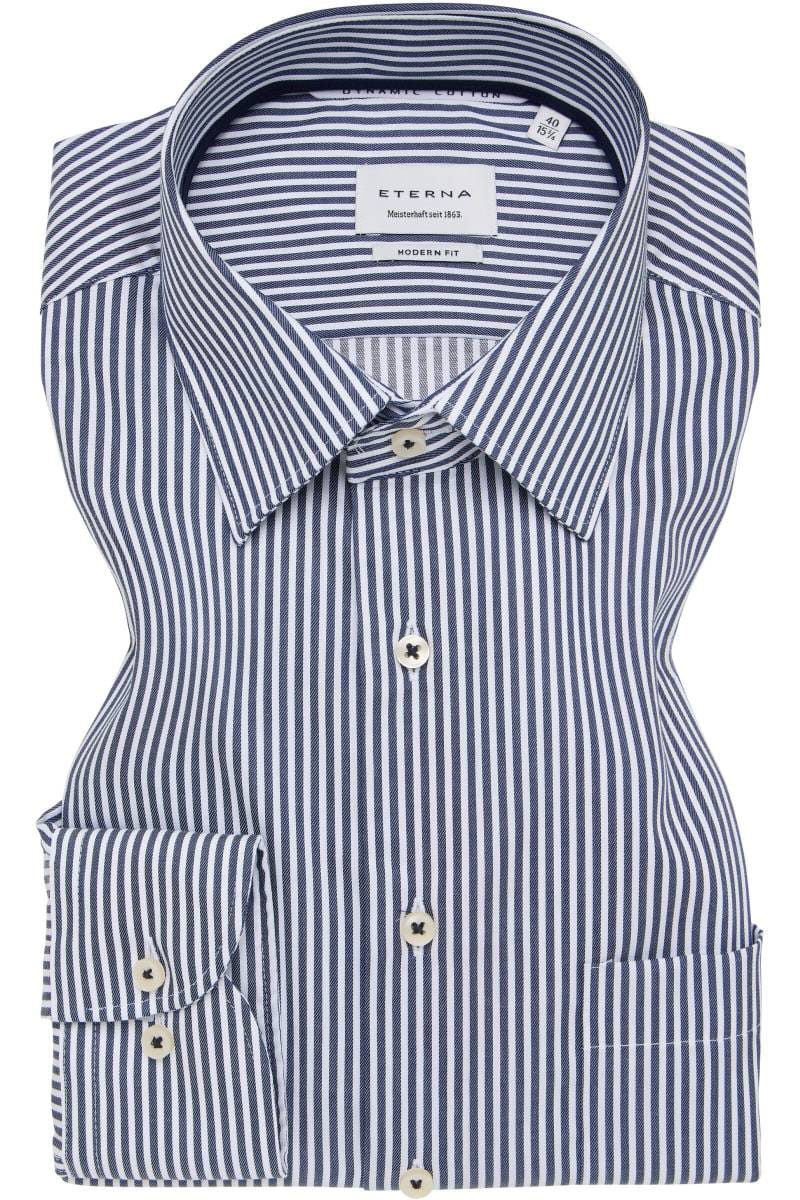 ETERNA Modern Fit Hemd marine, Gestreift (super langer Arm)
