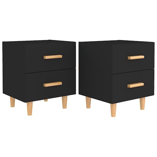 NNEVL Bed Cabinets 2 pcs Black 40x35x47.5 cm