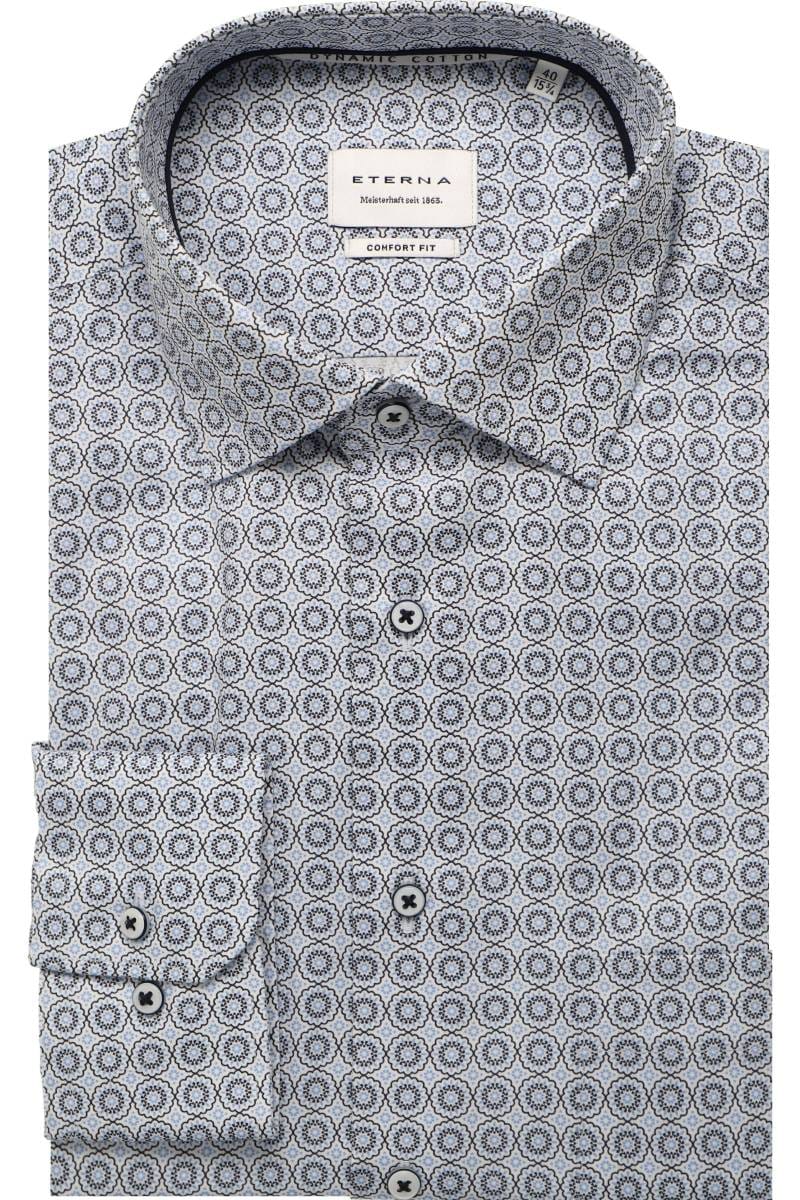 ETERNA Comfort Fit Dynamic Cotton Hemd blau, Bedruckt